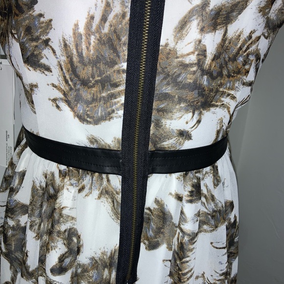 📁NWT Kensie Birch Print Dress Faux lthr trim L - Picture 6 of 8